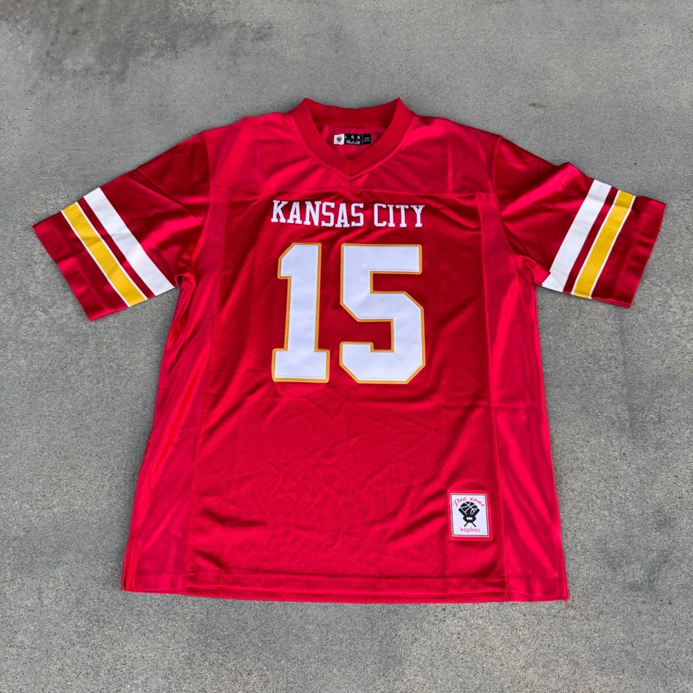 Kopkoc Pro Zone Kansas City Mahomes 15 Football Jersey Red Stitched Mens Large